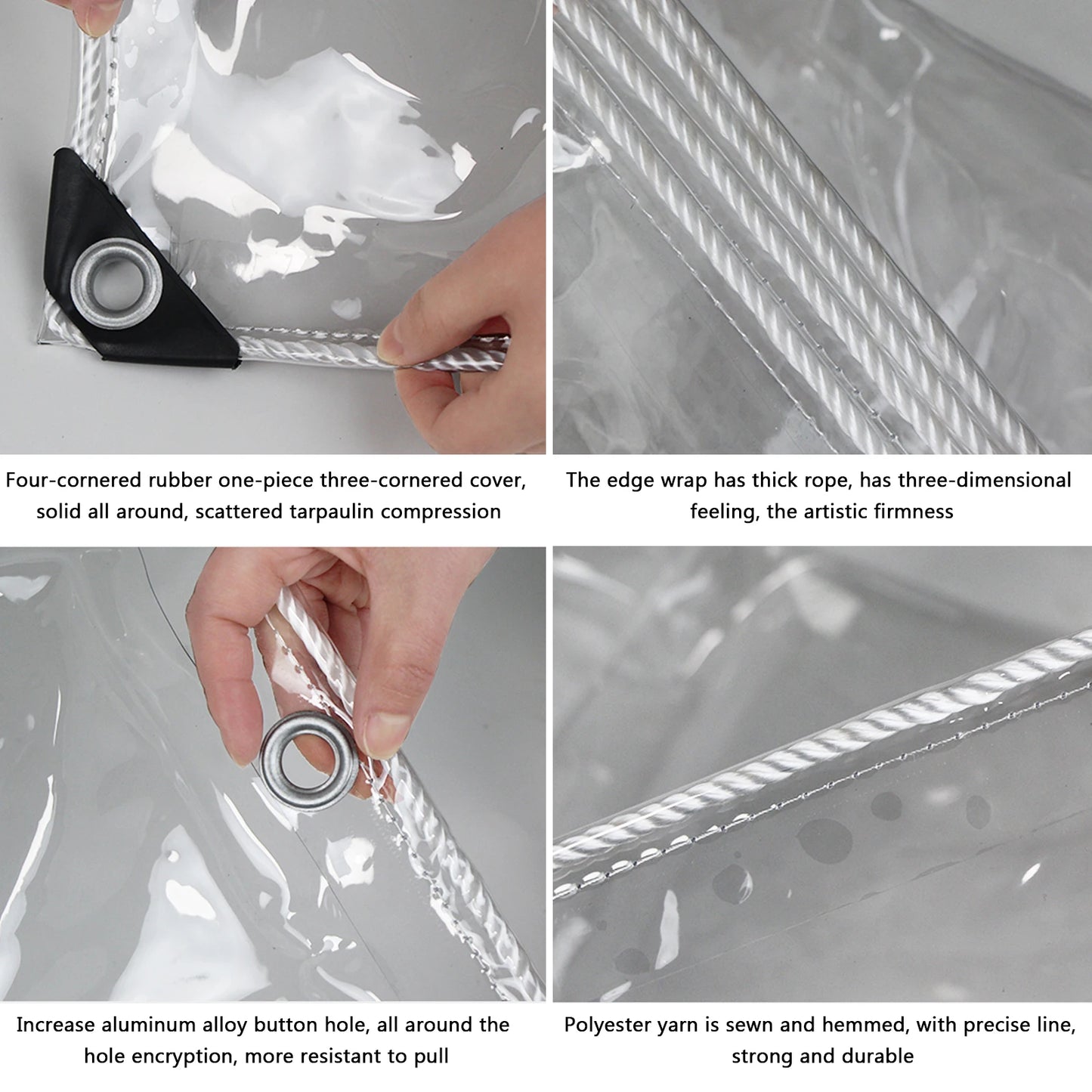 Clear Tarps Heavy Duty PVC, Durable Waterproof Dustproof Windproof with Grommets & Ropes for Patio