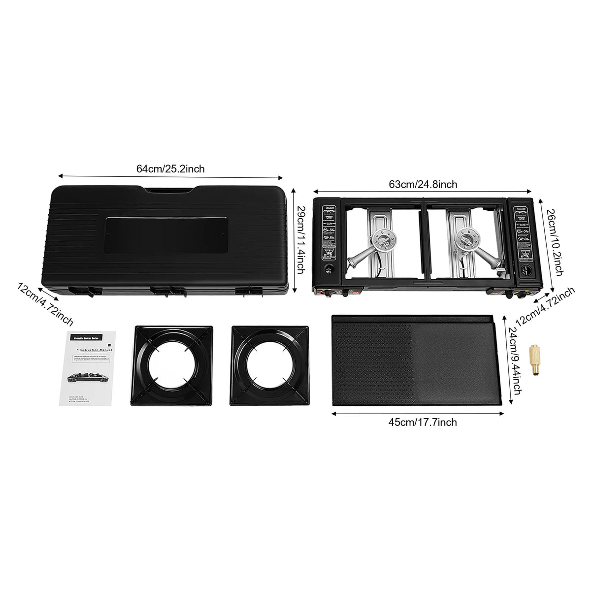 2500W Dual-Burner Portable Camping Stove with Griddle Tray & Carry Case
Copyable Product Description