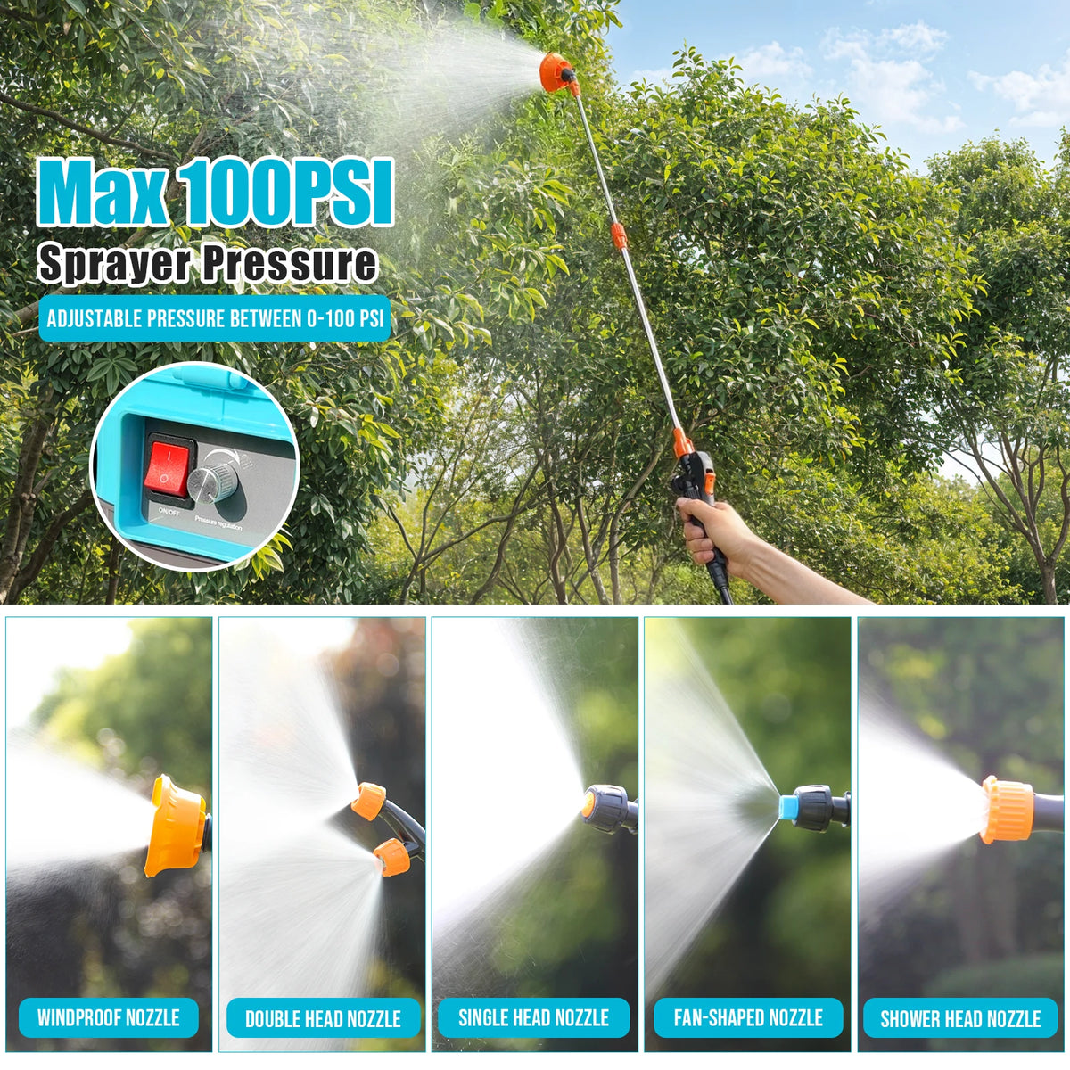 4-Gallon 100 PSI Battery-Powered Backpack Sprayer