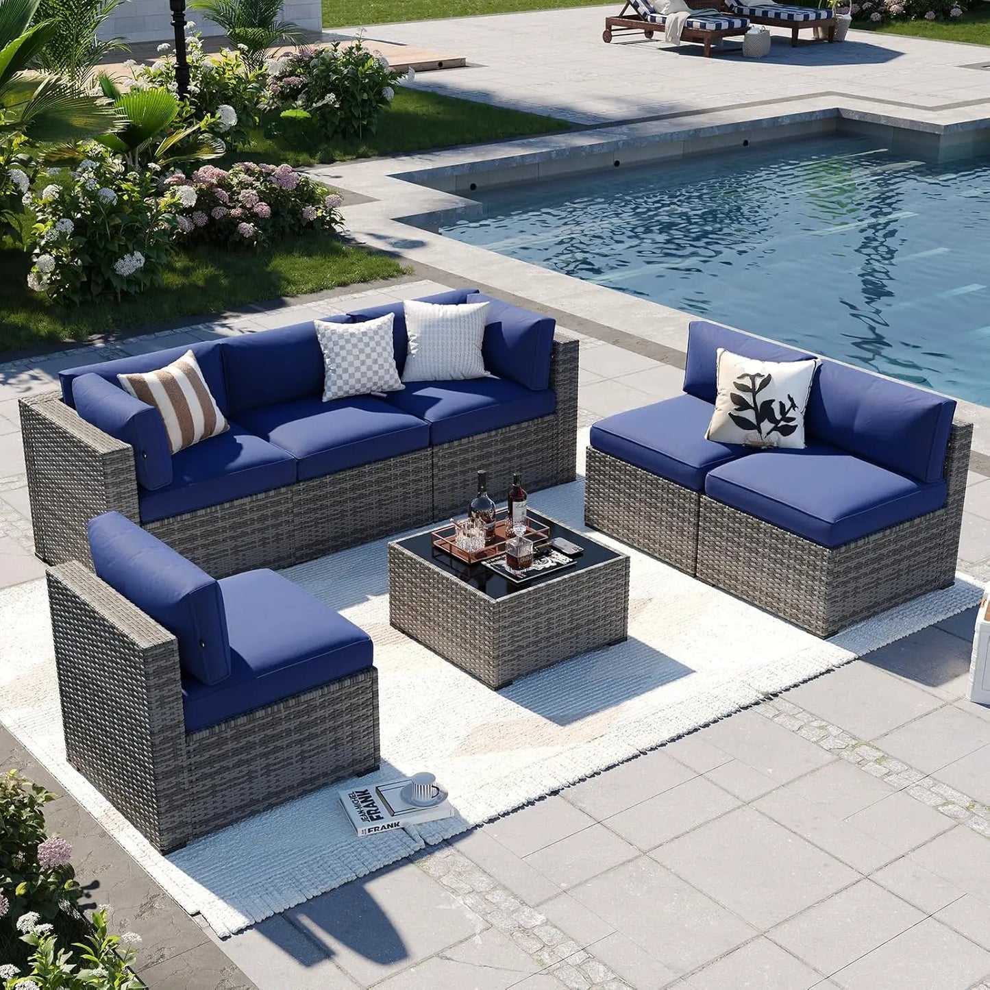 7-Piece Outdoor Patio Furniture Set Thick Cushion
