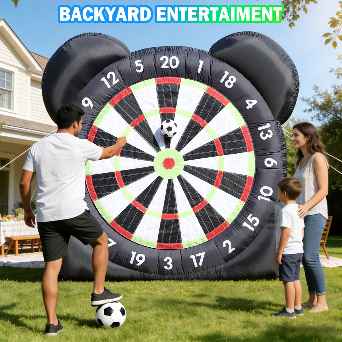 King Inflatable 10FT Giant Soccer Dart Board with Blower & 8 Balls