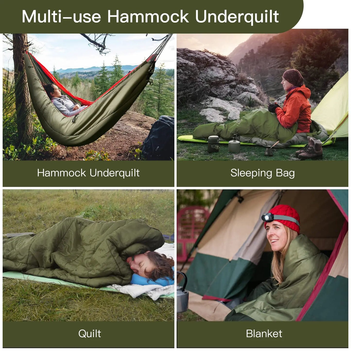 Hammock Underquilts Sleeping Bag Single Insulated Under Blanket 4 Seasons Lightweight Soft Warm 5-20℃ 8x3.6ft
