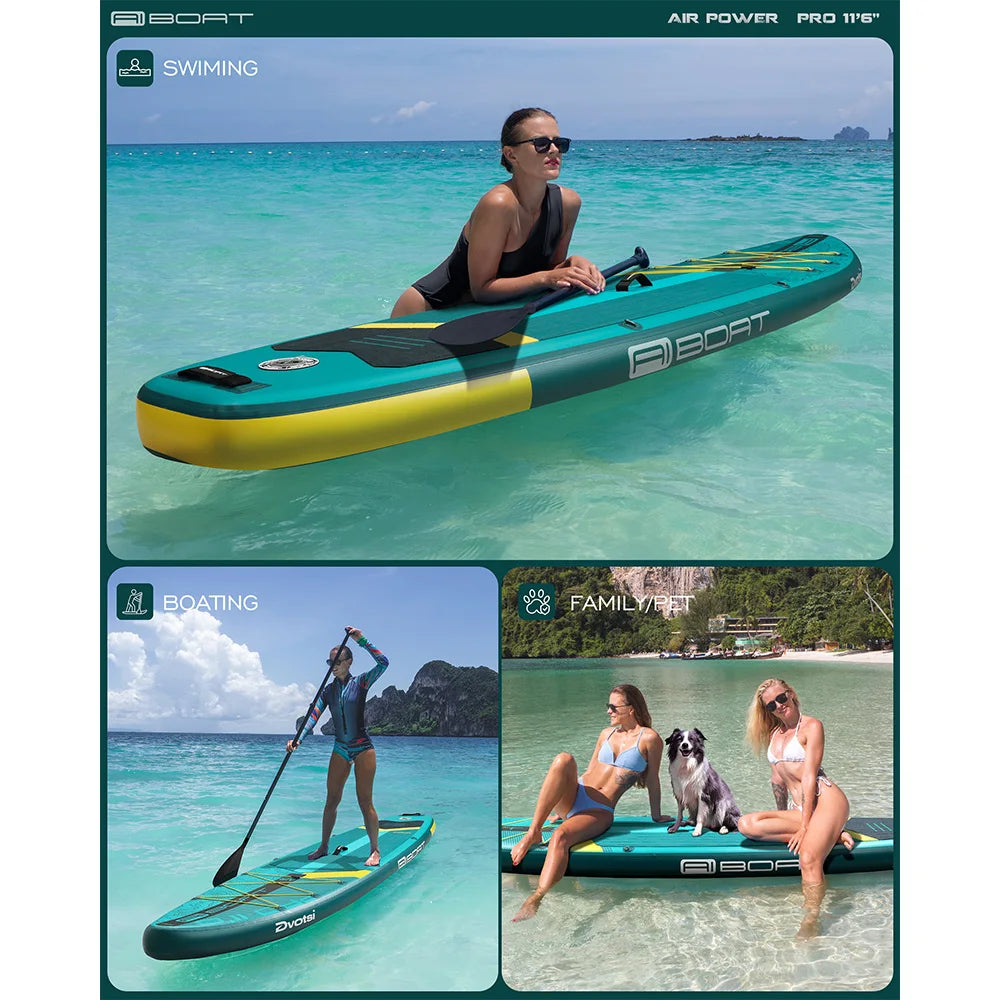 AIBOAT 11'6" Inflatable Stand-Up Paddle Board – 35" Wide Fishing SUP