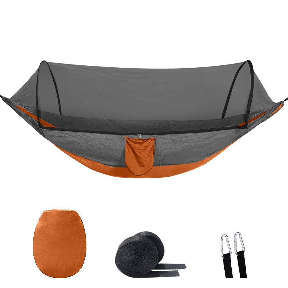 2-in-1 Camping Hammock with Mosquito Net – Ultralight Parachute Nylon