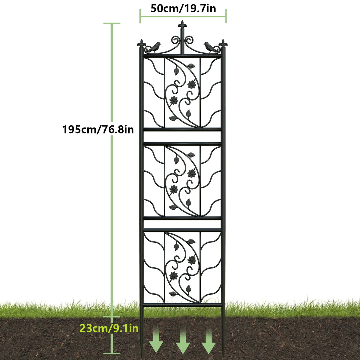 71" Decorative Metal Garden Trellis for Climbing Plants
