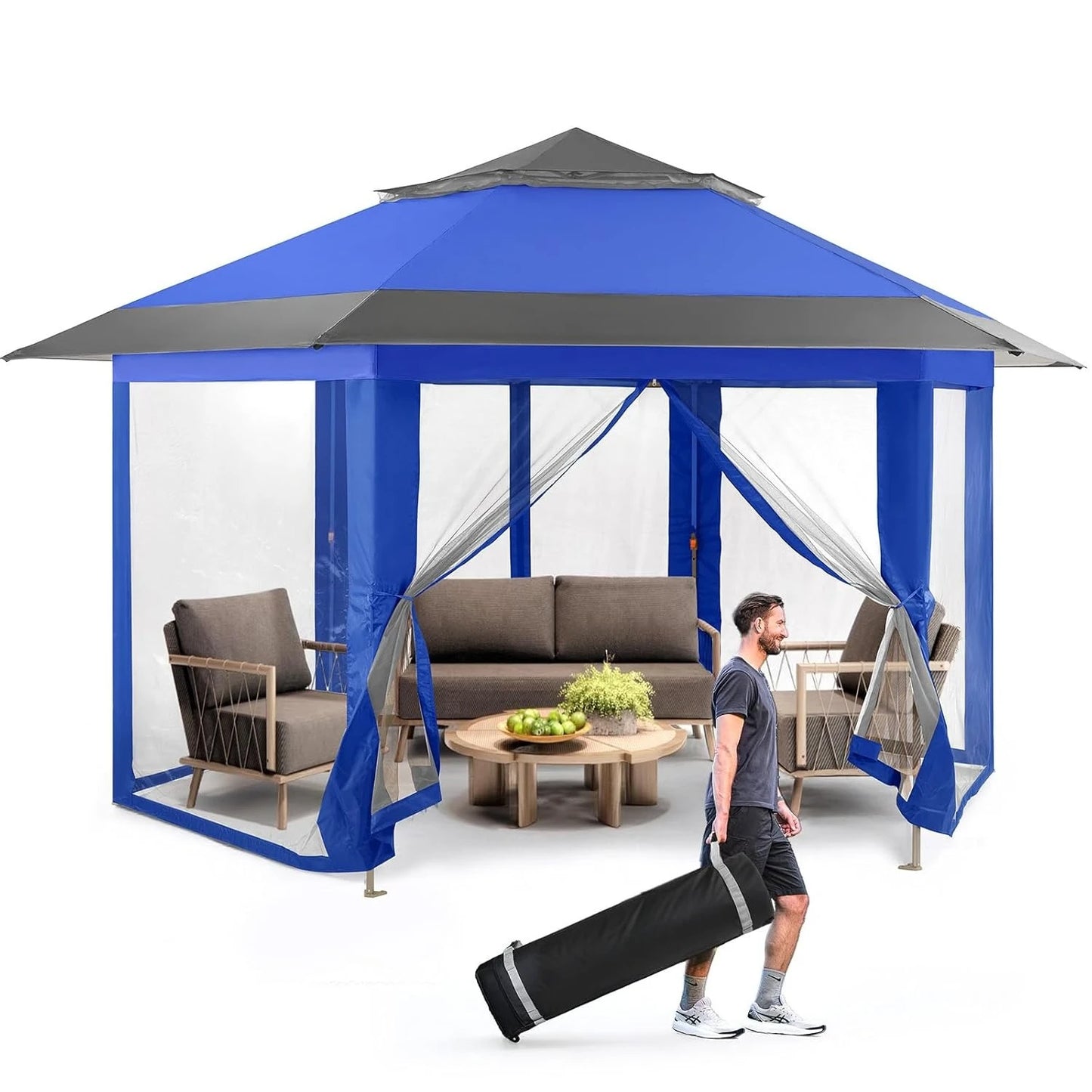 13x13 Portable Pop-Up Gazebo Tent with Mosquito Netting