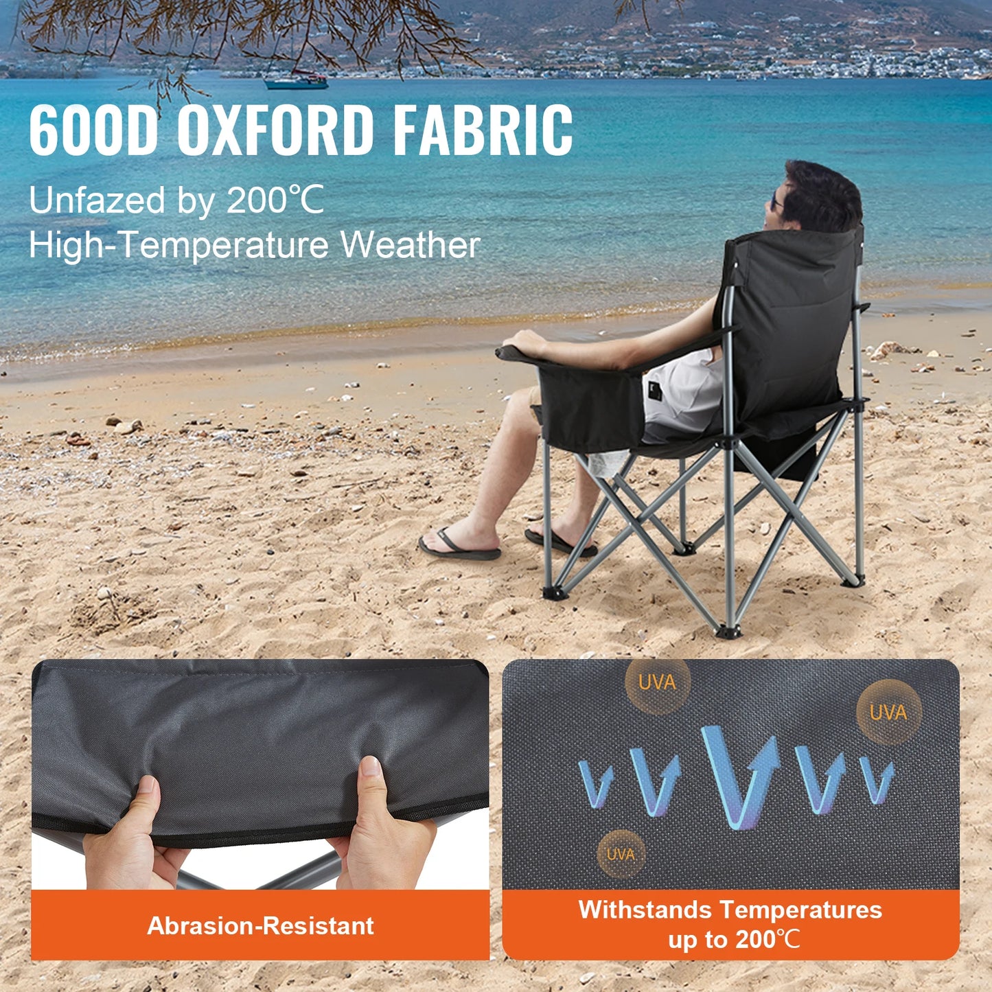 Camping Folding Chair for Adults with Side Pockets