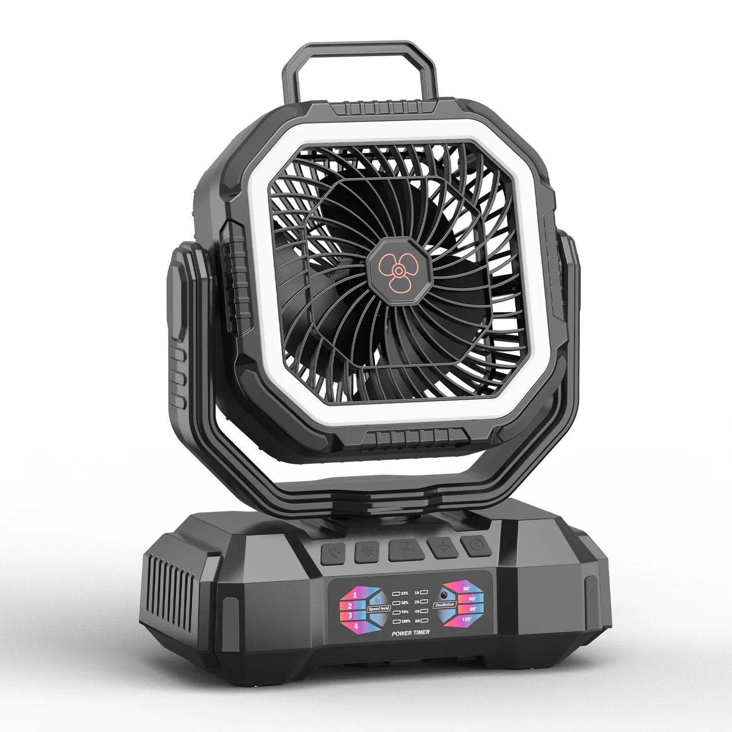 Portable Camping Fan Rechargeable 40000mAh Battery Operated Oscillating Fan USB C Battery Powered with LED Lantern, Head Rotation,Timer, Remote Auto, Hook for Tents Travel Outdoor Beach