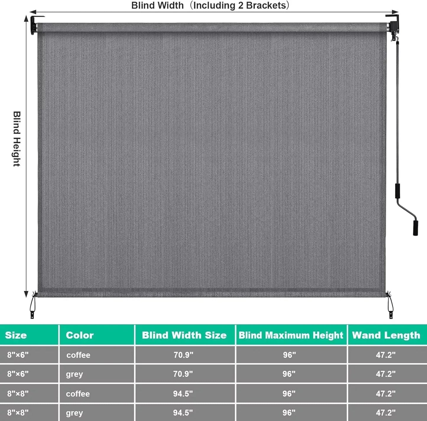 Cordless Outdoor Exterior Roller Shade