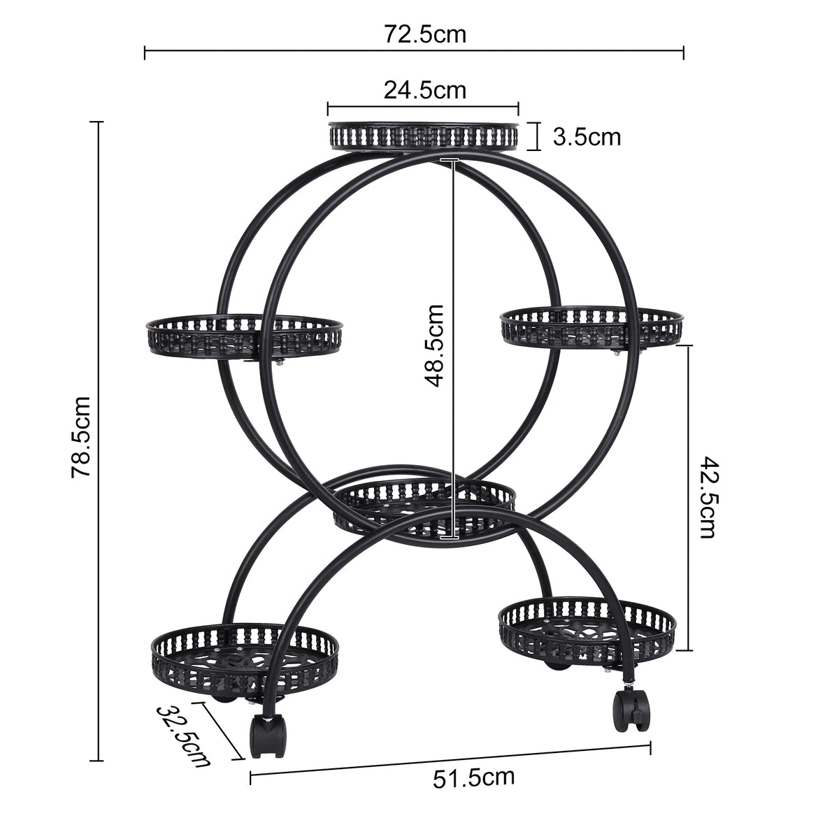4-Tier Rolling Plant Stand for 6 Pots