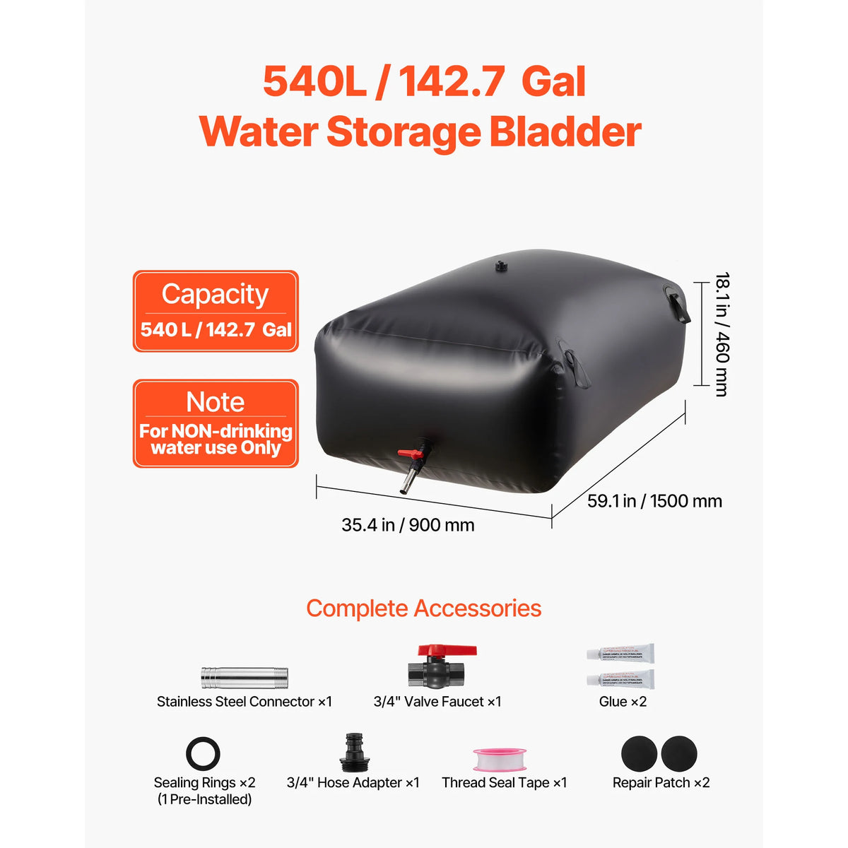 SucceBuy Collapsible Water Storage Bladder – Portable TPU Water Tank