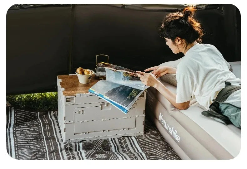 Naturehike 52L Folding Camping Storage Box with Tabletop – Portable Outdoor Organizer
