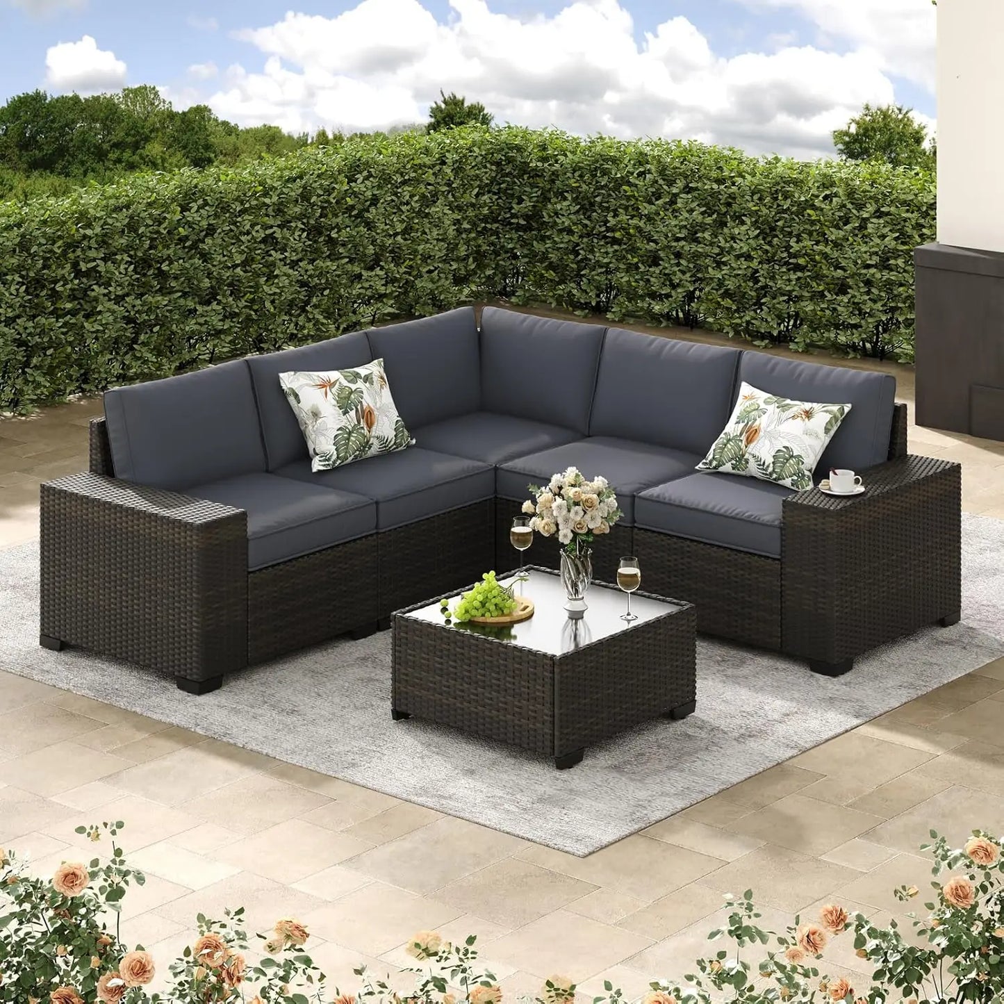All-Weather 6-Piece Wicker Patio Furniture Set