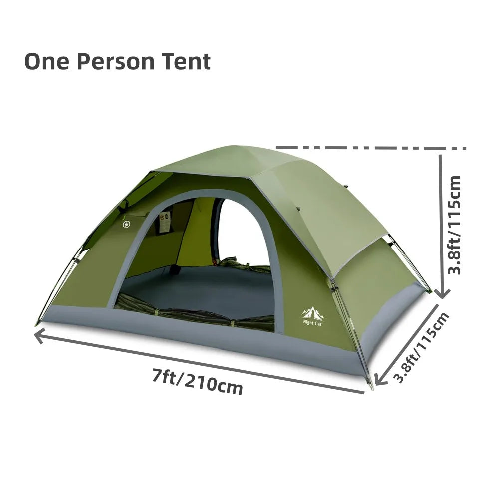 Night Cat 1–4 Person Lightweight Backpacking Tent with Rainfly & 2 Doors