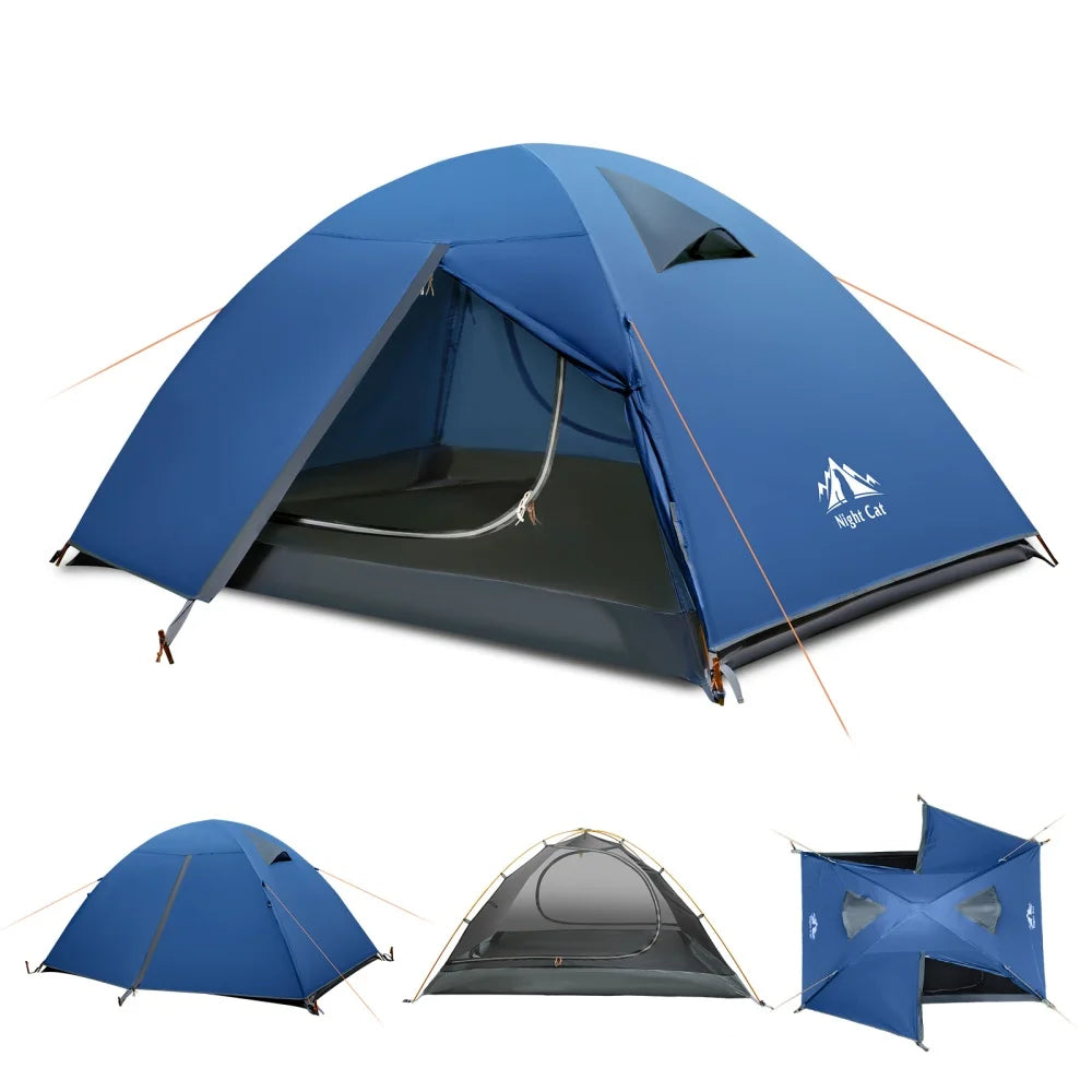 2-Persons Backpacking Tent: Waterproof Lightweight Camping Tent for Two People Hiking Outdoor Mountain with Aluminum Poles and Rainfly