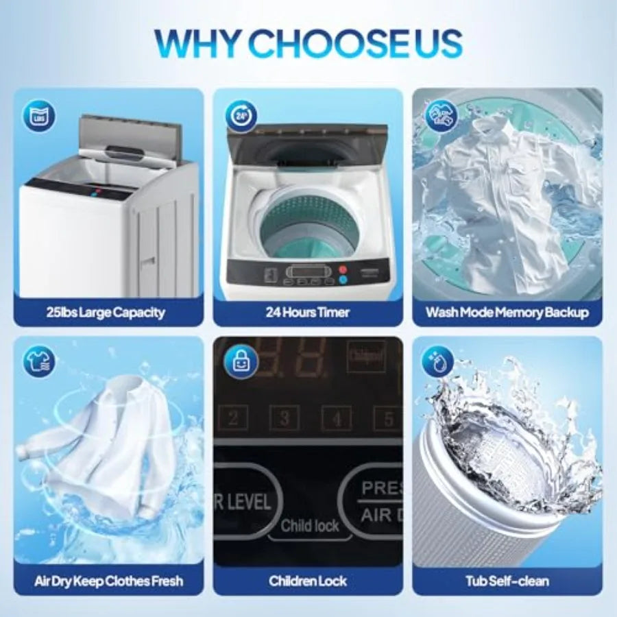 25LBS Portable Washing Machine Full-Automatic Electric