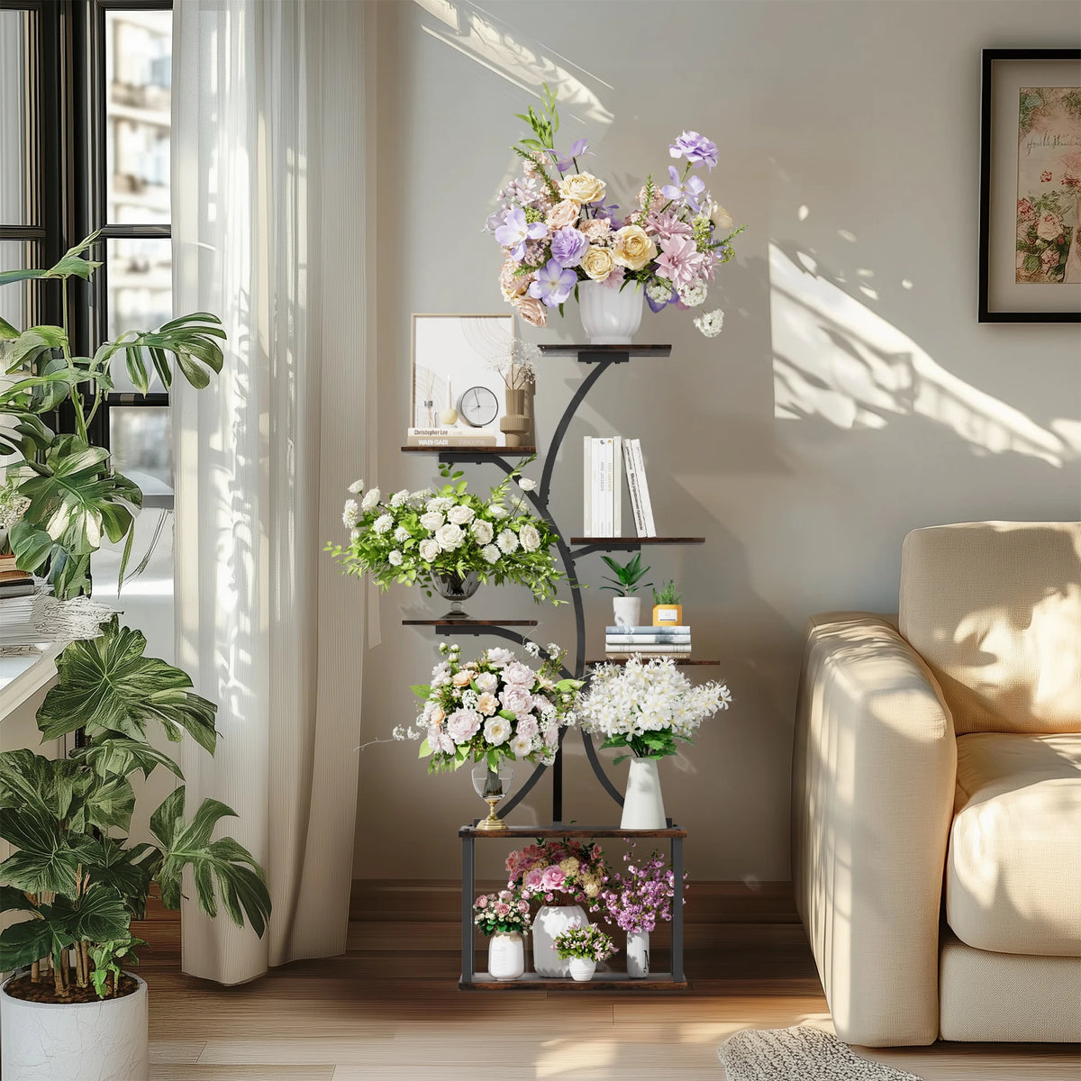 Industrial Tree-Shaped Multi-Tier Plant Stand