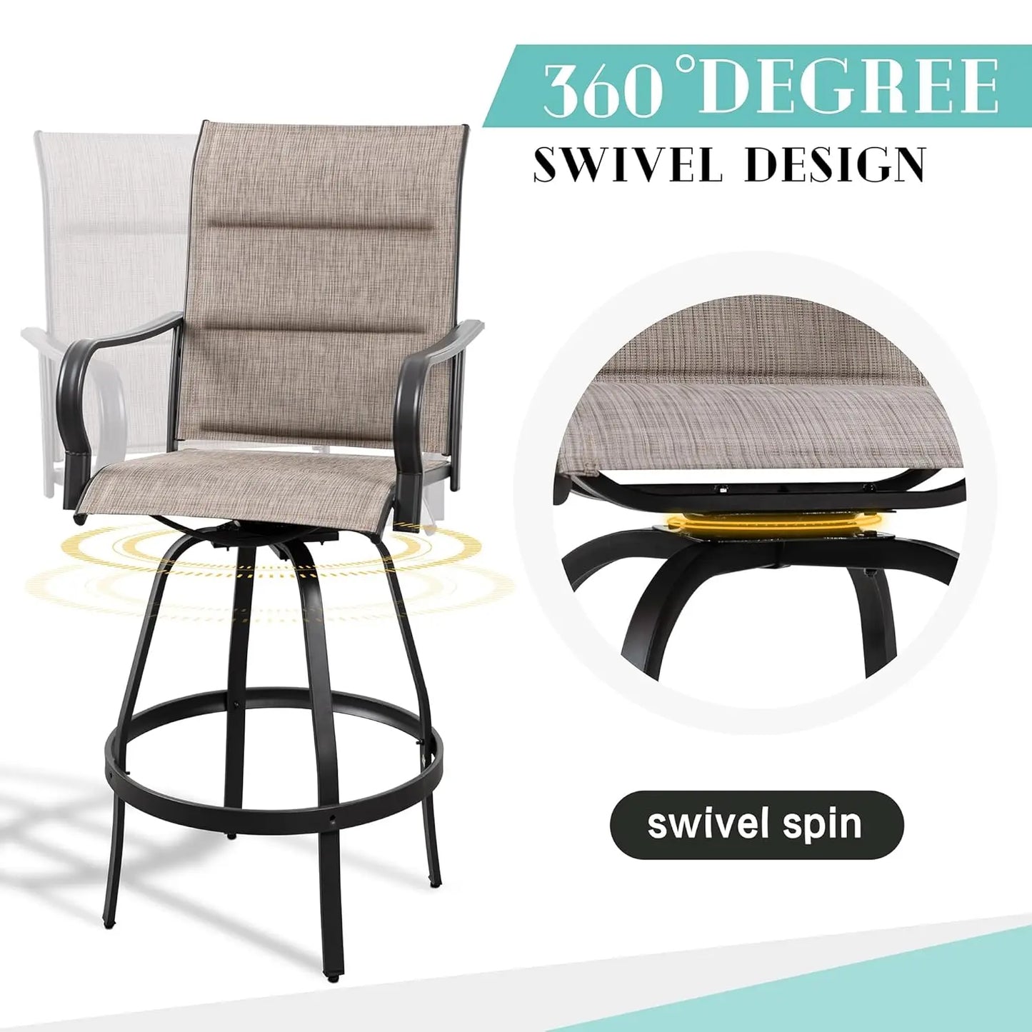 4pc Outdoor Swivel Bar Chairs