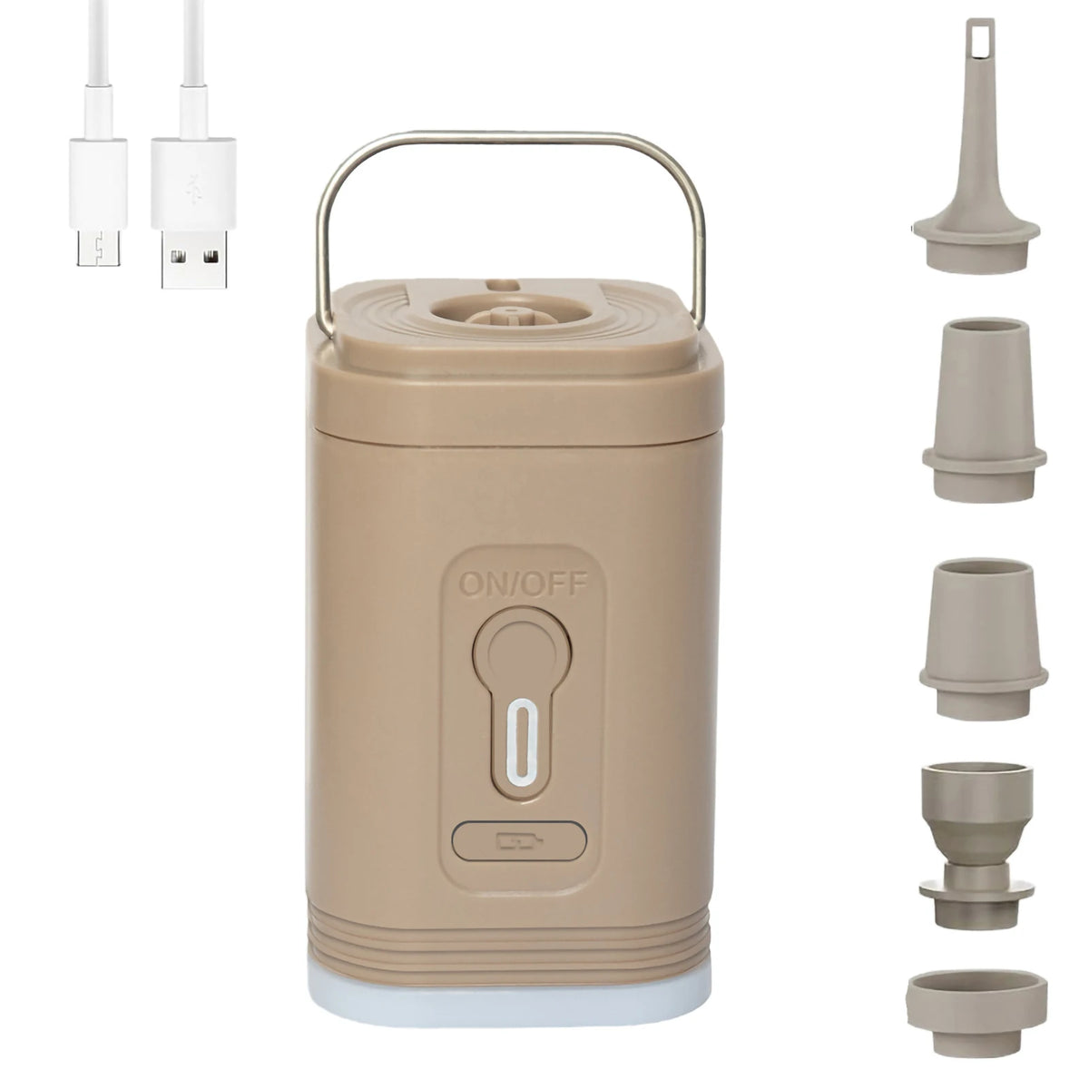 Portable Rechargeable Electric Air Pump with LED Light & 5 Nozzles