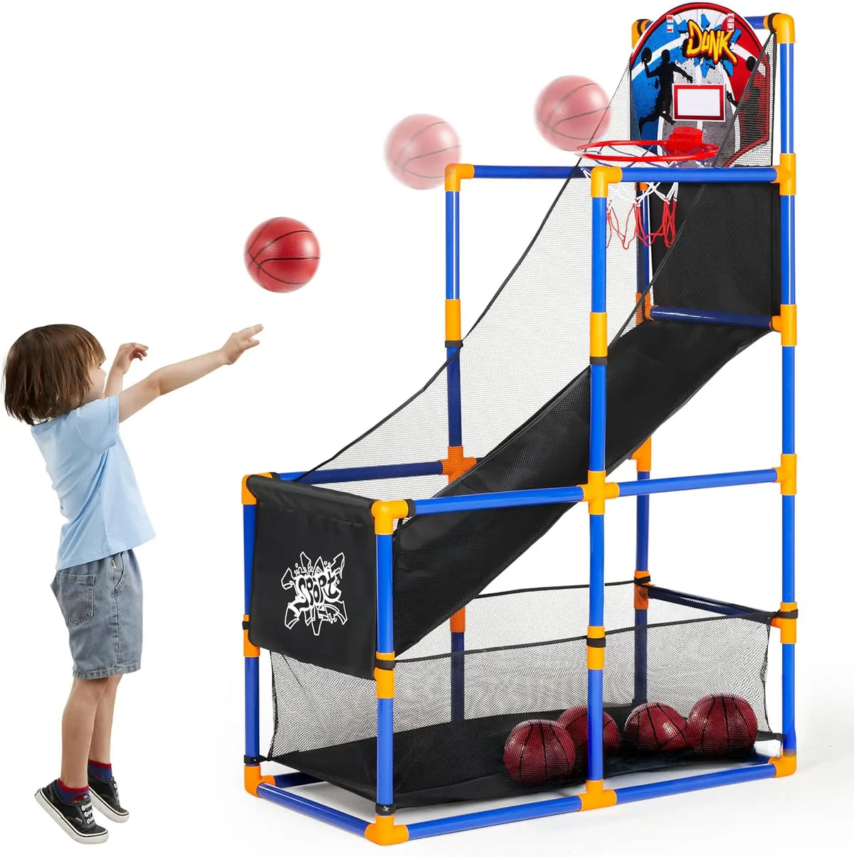 Kids' Arcade Basketball Game Set – Indoor & Outdoor with 4 Balls