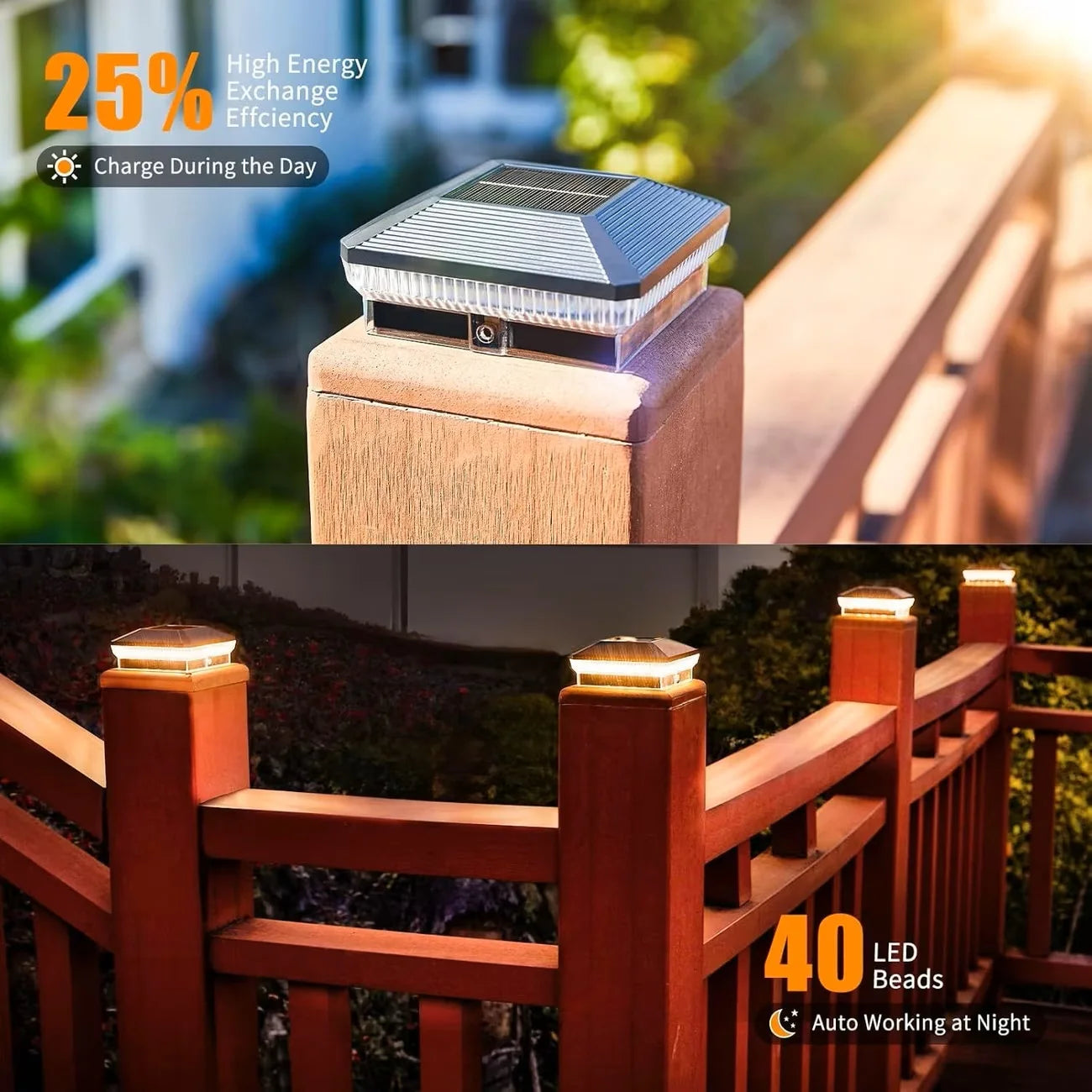 6/12 Pack 4x4 Solar Post Lights Outdoor, 40 LEDs 30 Lumens Fence Post Solar with 3 Modes