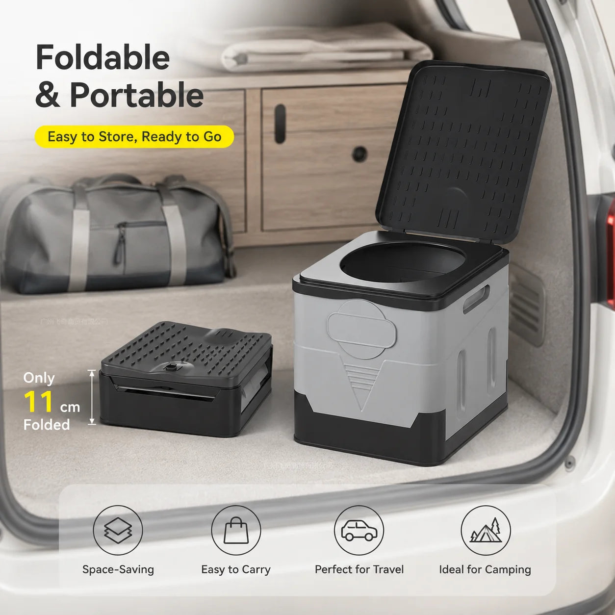 Portable Folding Car Travel Potty with Lid Compact