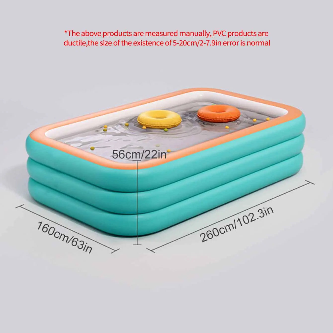 Large Inflatable Pool Set, 3 Layer PVC Rectangular Swimming Pool for Outdoor Garden Summer Use