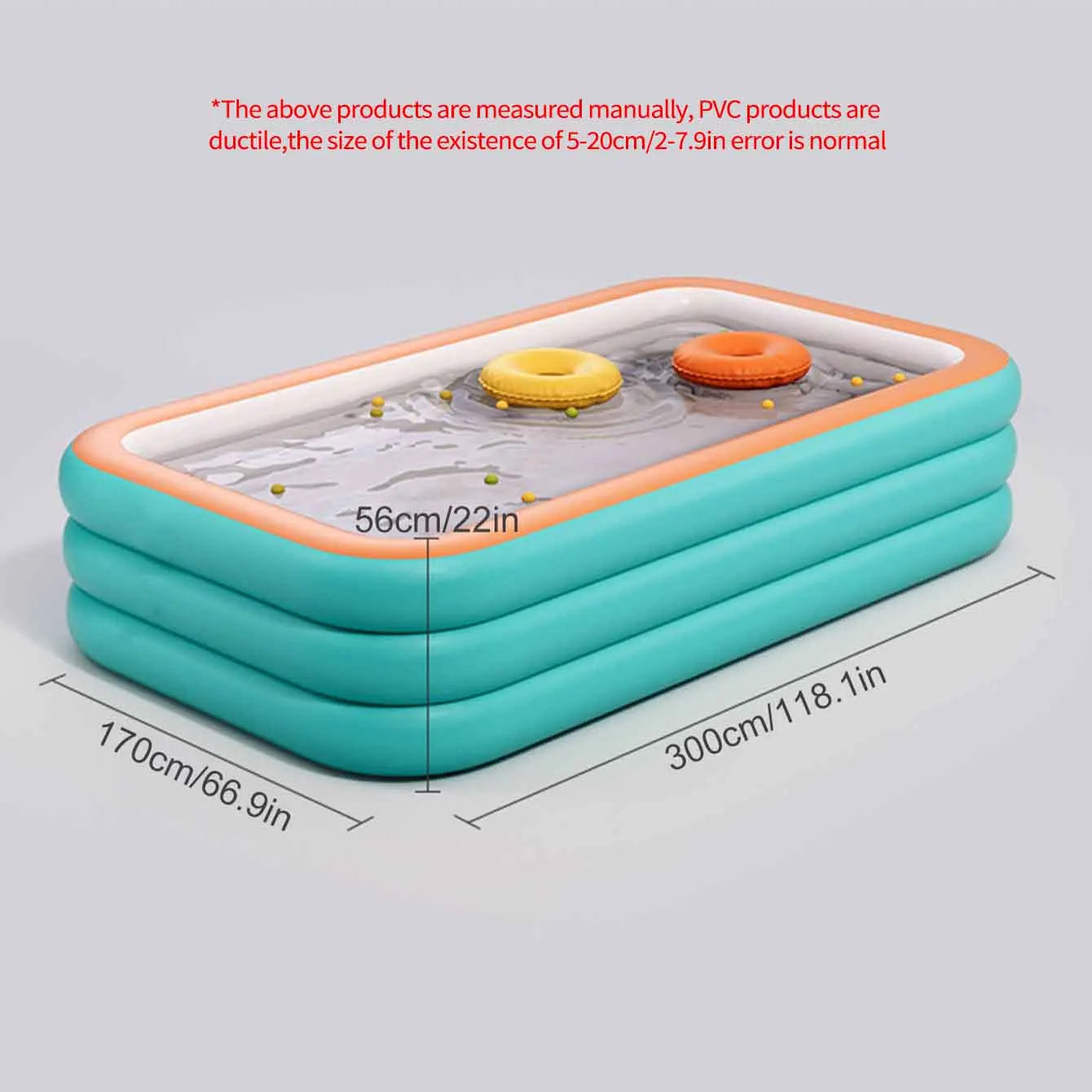 Large Inflatable Pool Set, 3 Layer PVC Rectangular Swimming Pool for Outdoor Garden Summer Use