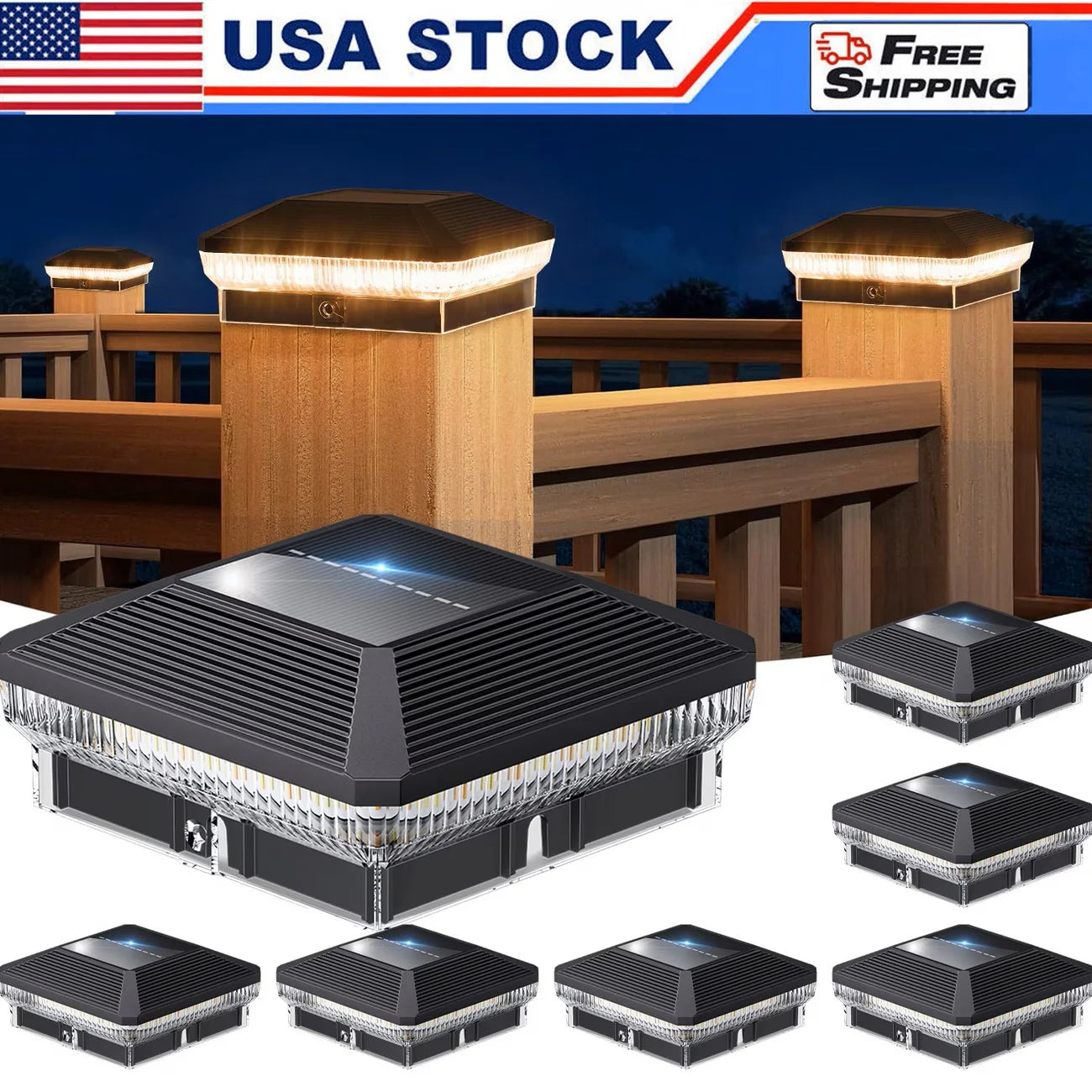 6/12 Pack 4x4 Solar Post Lights Outdoor, 40 LEDs 30 Lumens Fence Post Solar with 3 Modes