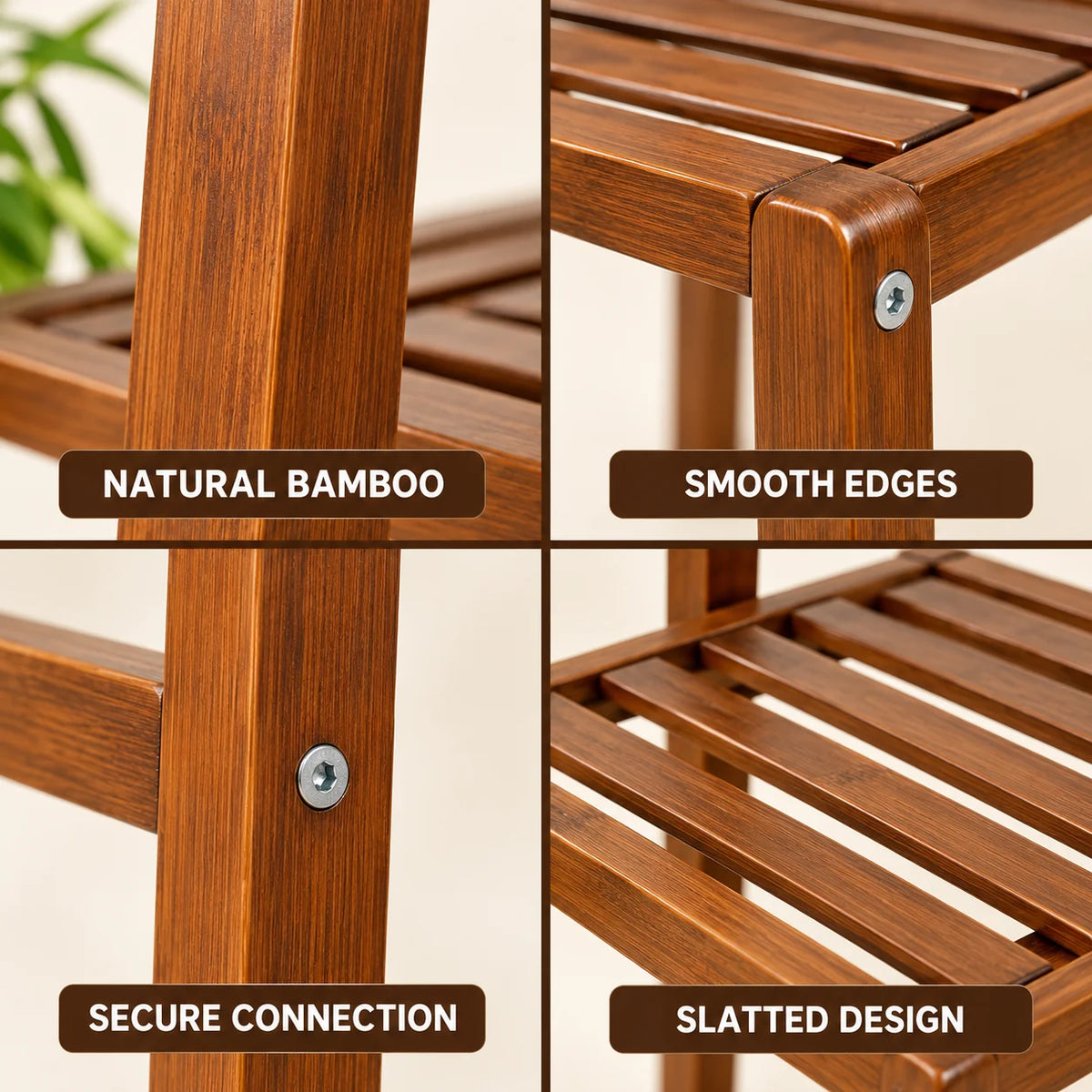 Tall Bamboo Plant Stand – 2, 3 or 4-Tier Indoor & Outdoor Display Shelf