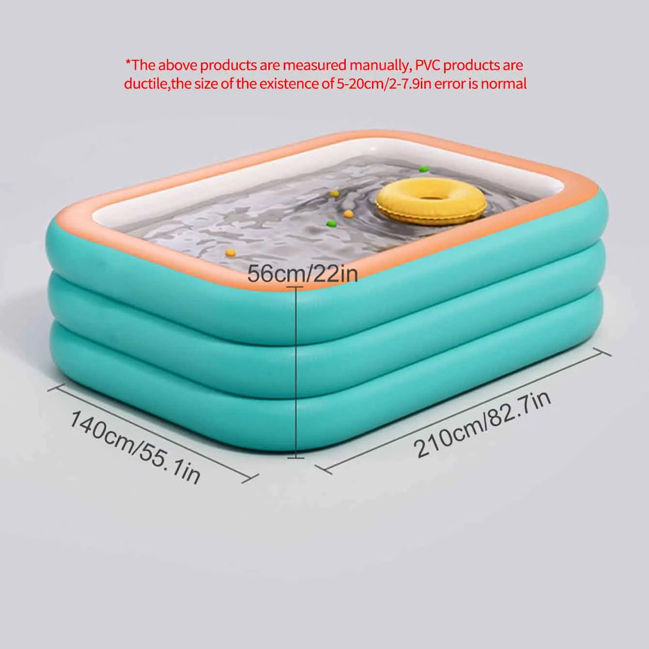 Large Inflatable Pool Set, 3 Layer PVC Rectangular Swimming Pool for Outdoor Garden Summer Use