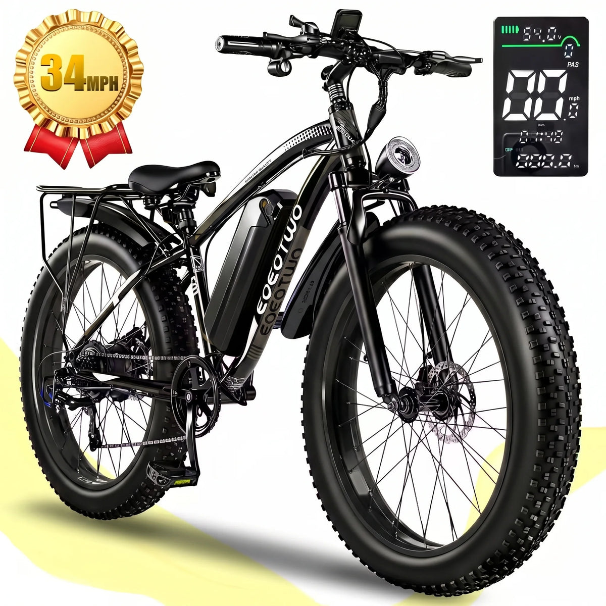 26" Fat Tire Electric Bike – 1000W Motor, 48V 15Ah Battery