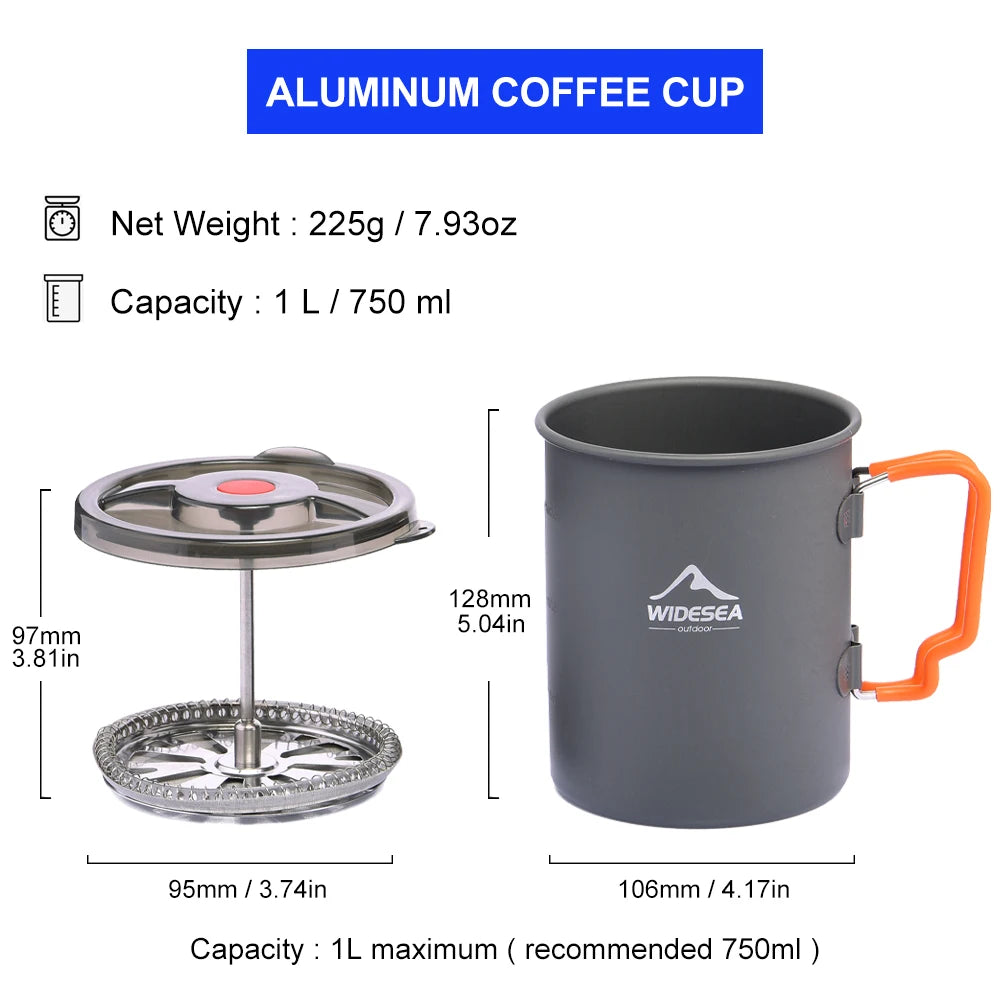 Widesea Camping French Press Coffee Maker – Portable Outdoor Coffee Pot & Mug