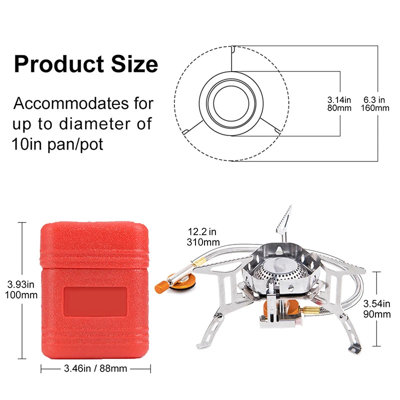 Camping Wind Proof Gas Burner Outdoor Strong Fire Stove Heater Tourism Equipment Supplies Tourist Kitchen Survival Trips