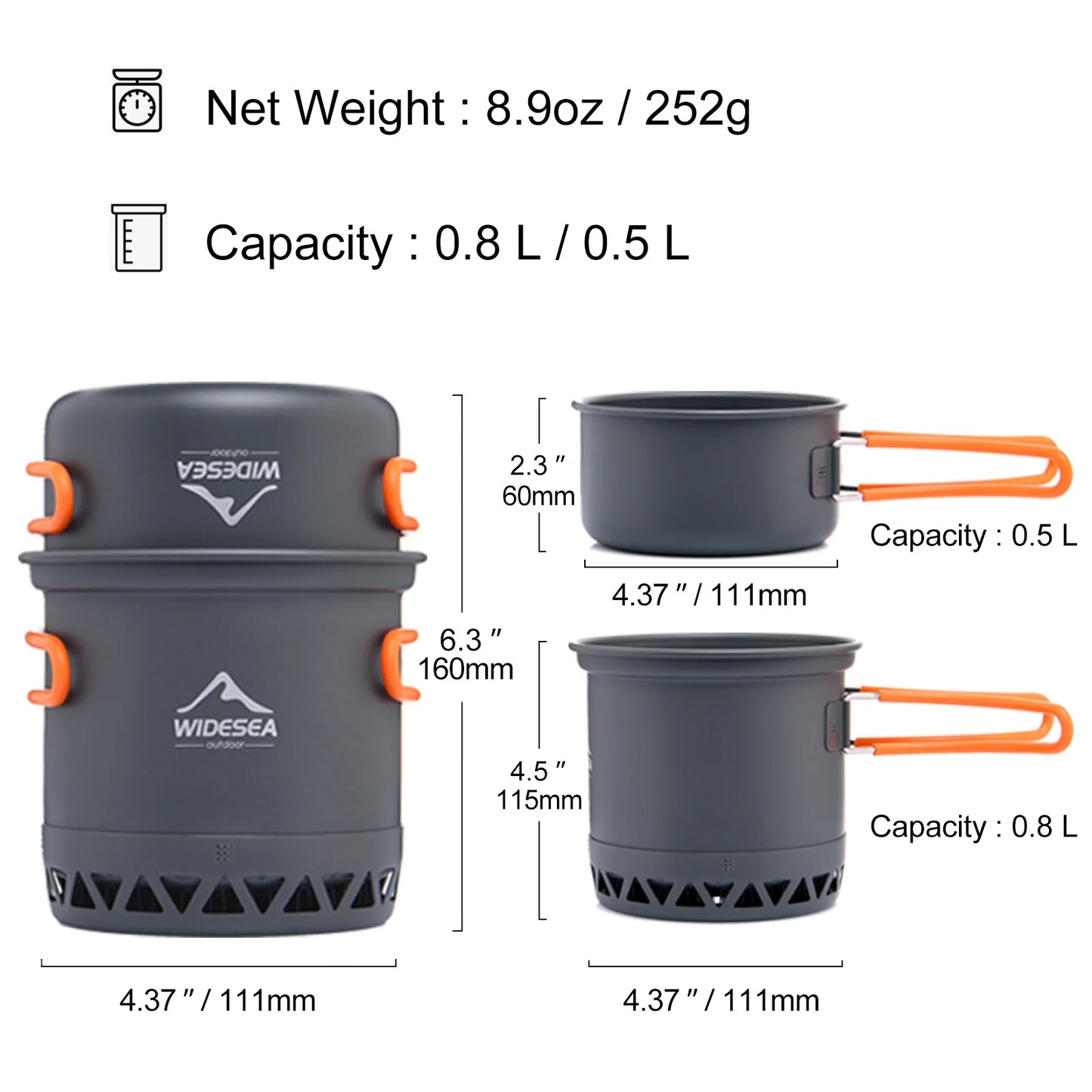 Camping 1.3L 2.3L Cookware  Set