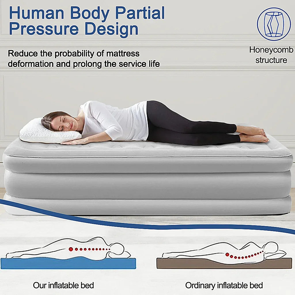 2 Person Built-In Pump Camping Mattress PVC Automatic Inflatable Indoor Outdoor