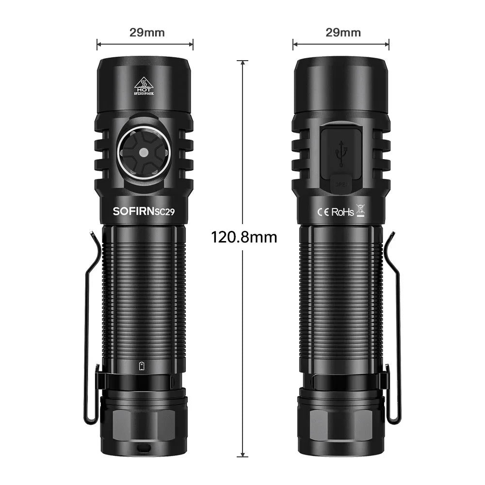 3000 Lumens EDC Flashlight Rechargeable  XHP50B LED Powerful  21700 Torch Light Lantern IPX8 for Camping Fishing