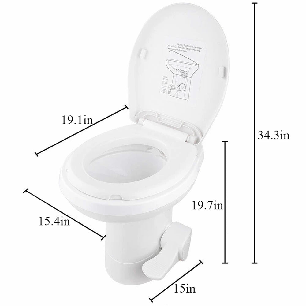 RV Toilet Gravity Flush Foot Pedal Flush