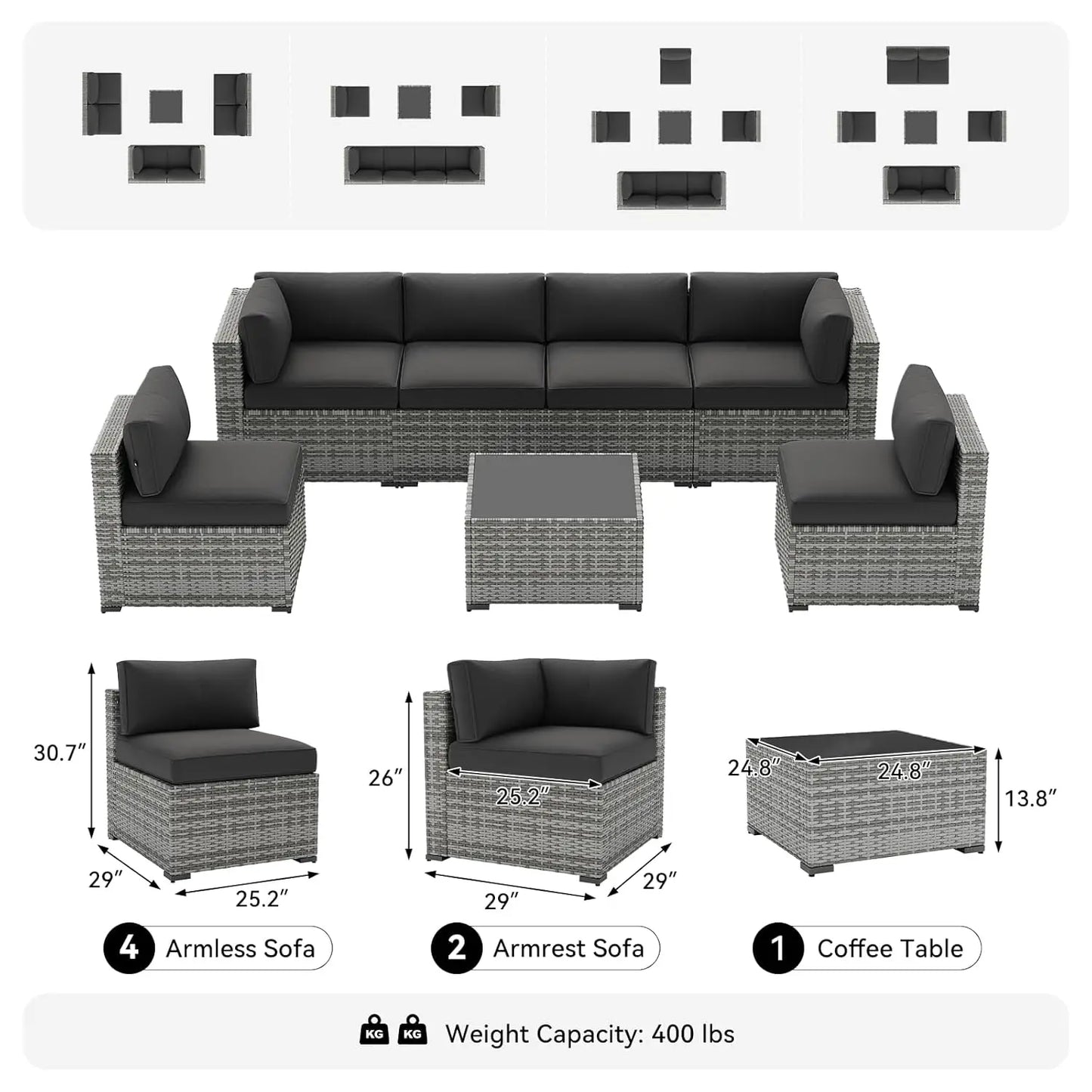 7-Piece Wicker Patio Furniture Set