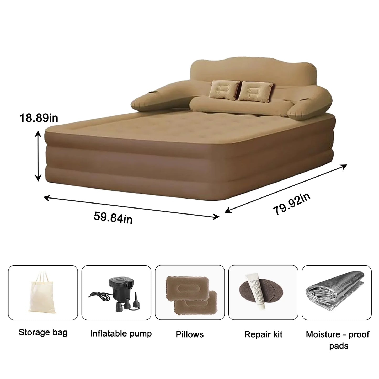 2 Person Built-In Pump Camping Mattress PVC Automatic Inflatable Indoor Outdoor