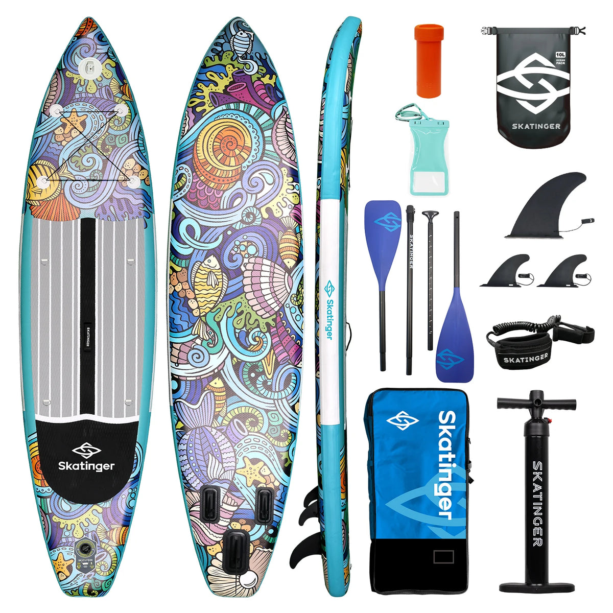 SKATINGER 11'6" Inflatable Stand-Up Paddle Board – Fishing & Adventure SUP