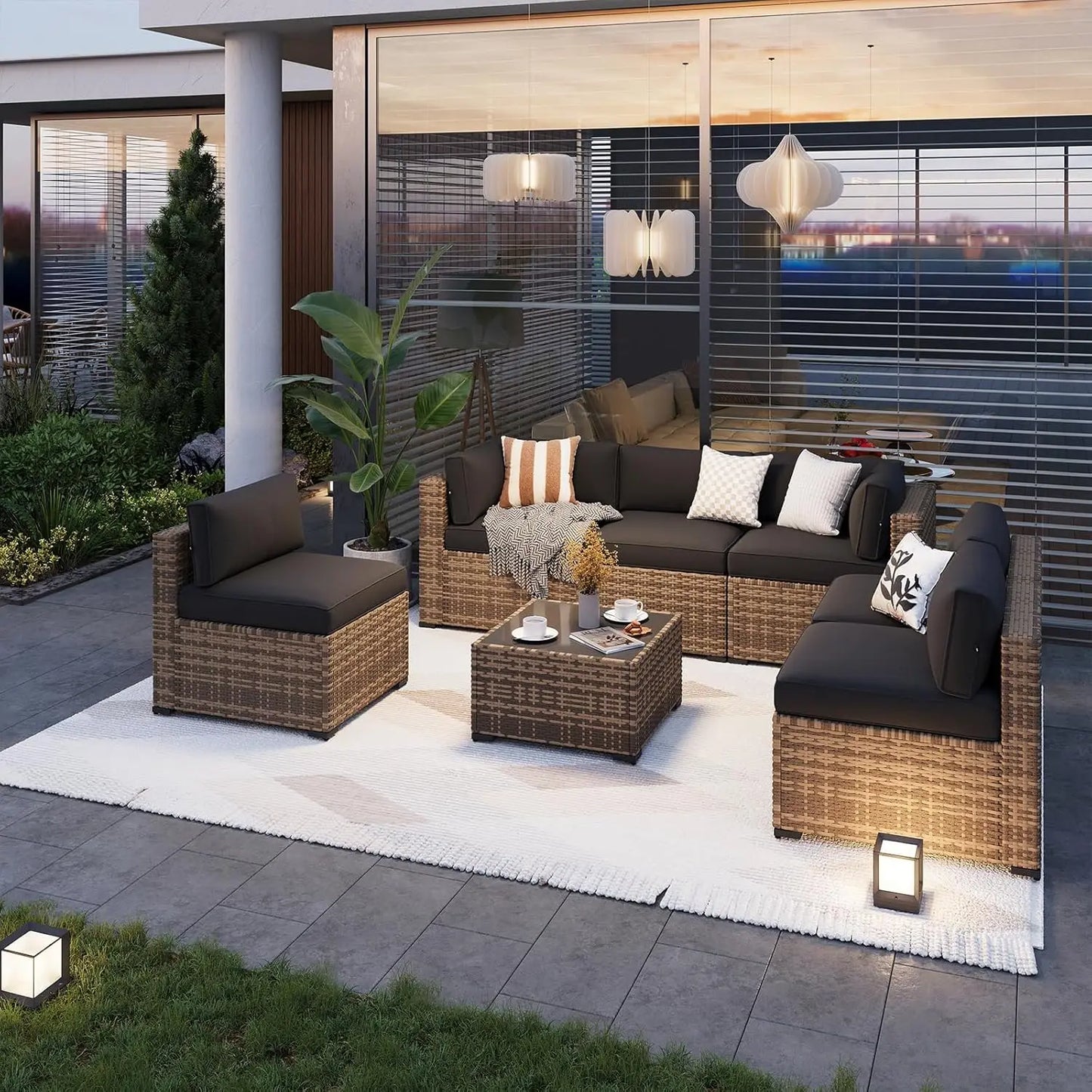 7-Piece Outdoor Patio Furniture Set Thick Cushion