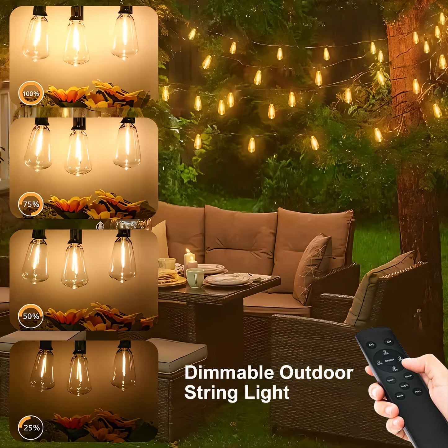 50FT Solar String Lights Warm White