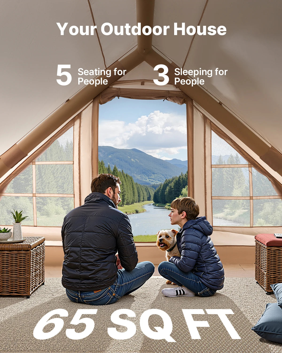 SucceBuy 3–5 Person Inflatable Camping Tent with Hand Pump – 300D Oxford