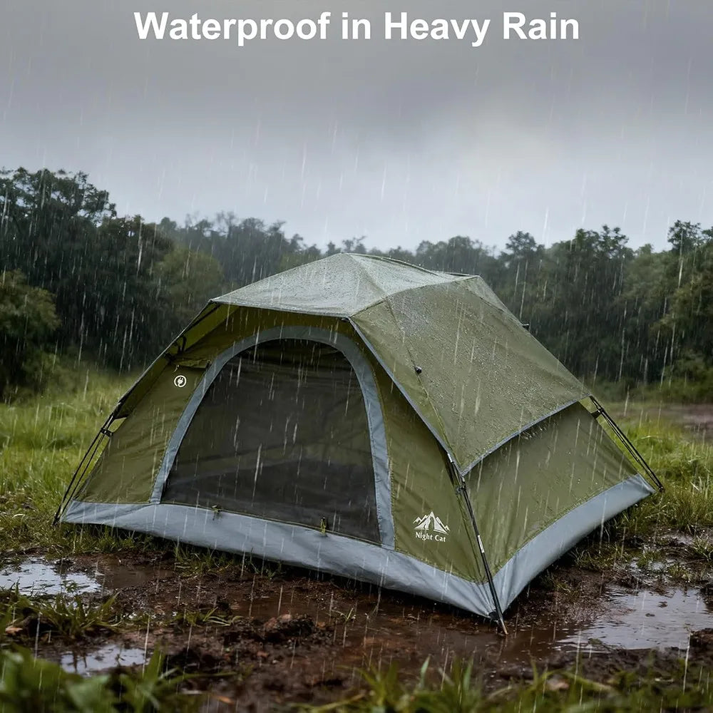 Night Cat 1–4 Person Lightweight Backpacking Tent with Rainfly & 2 Doors