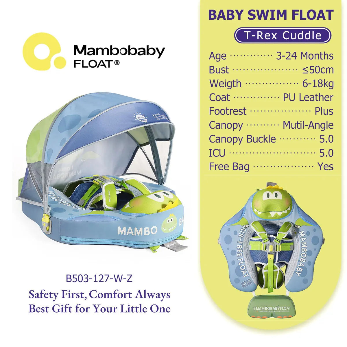 Mambobaby Baby Pool Float  For Infant Non-Inflatable Natation Buoy With Parasol