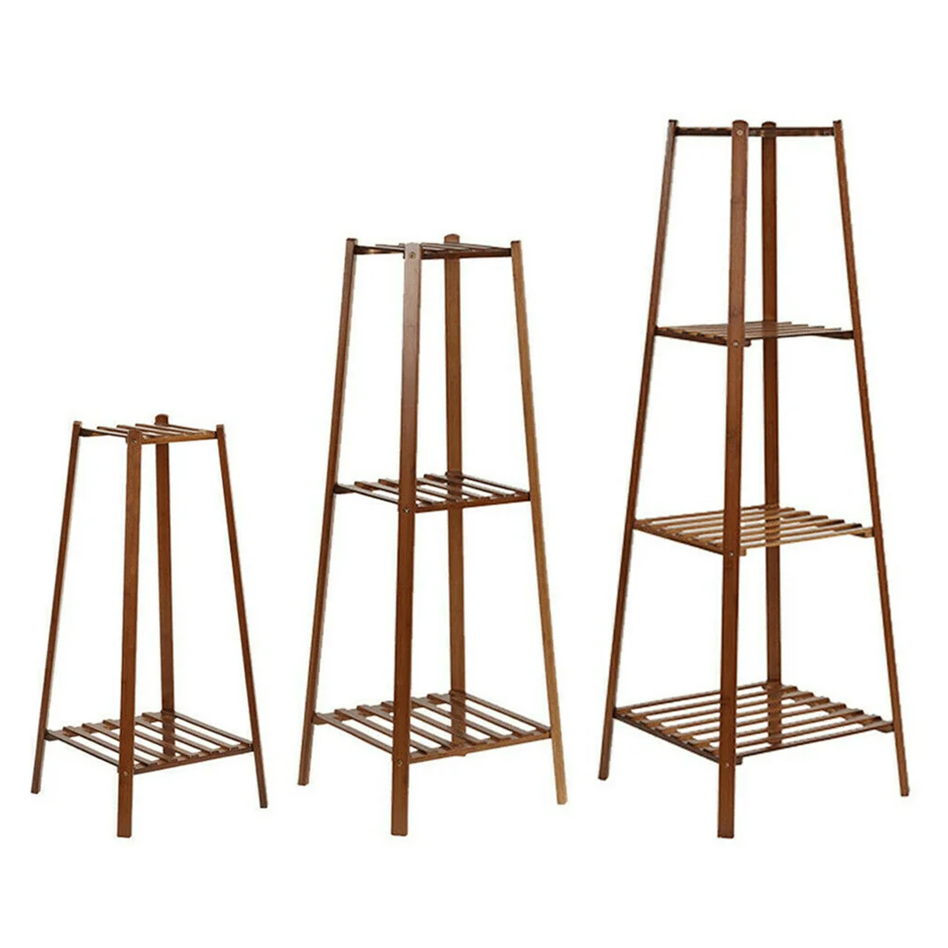 Tall Bamboo Plant Stand – 2, 3 or 4-Tier Indoor & Outdoor Display Shelf