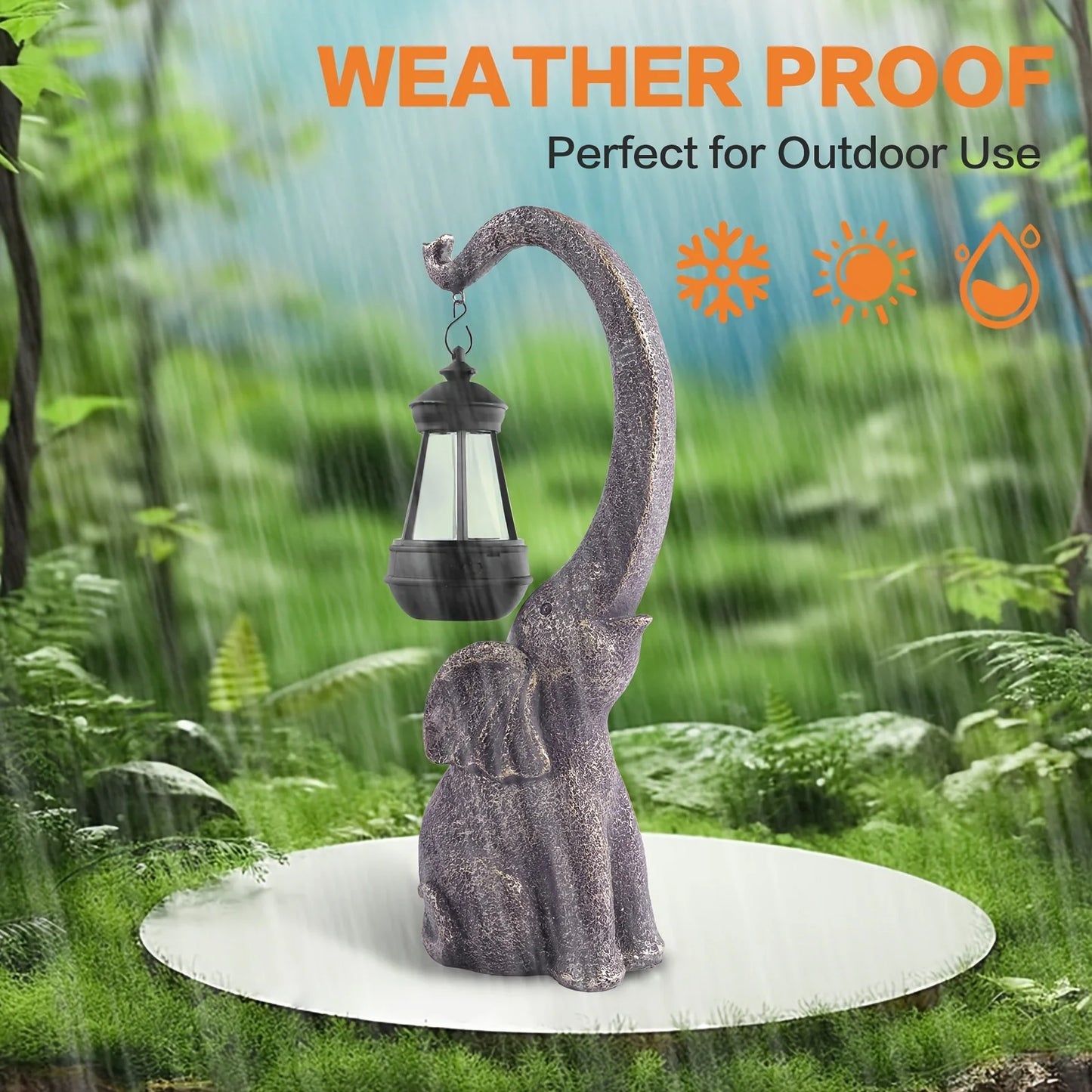 Solar Plastic Elephant Statue