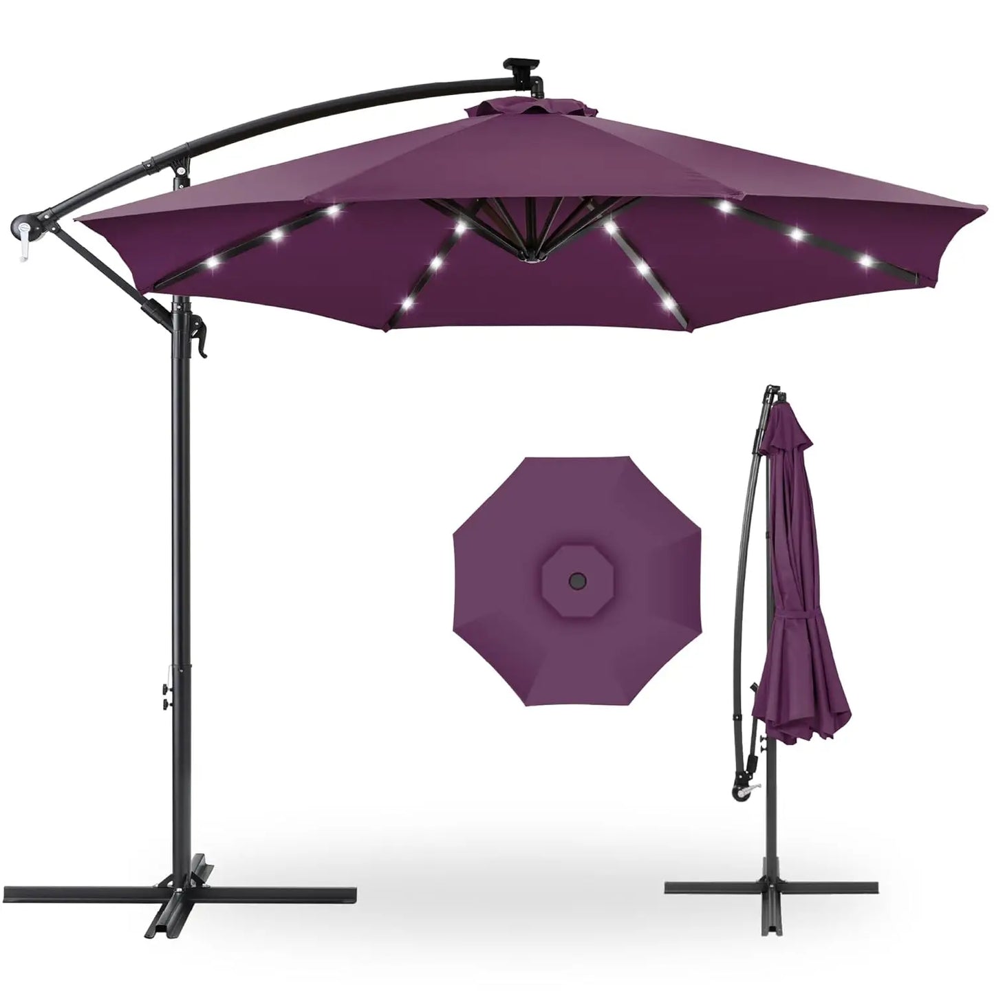 10ft Solar LED Offset Cantilever Umbrella