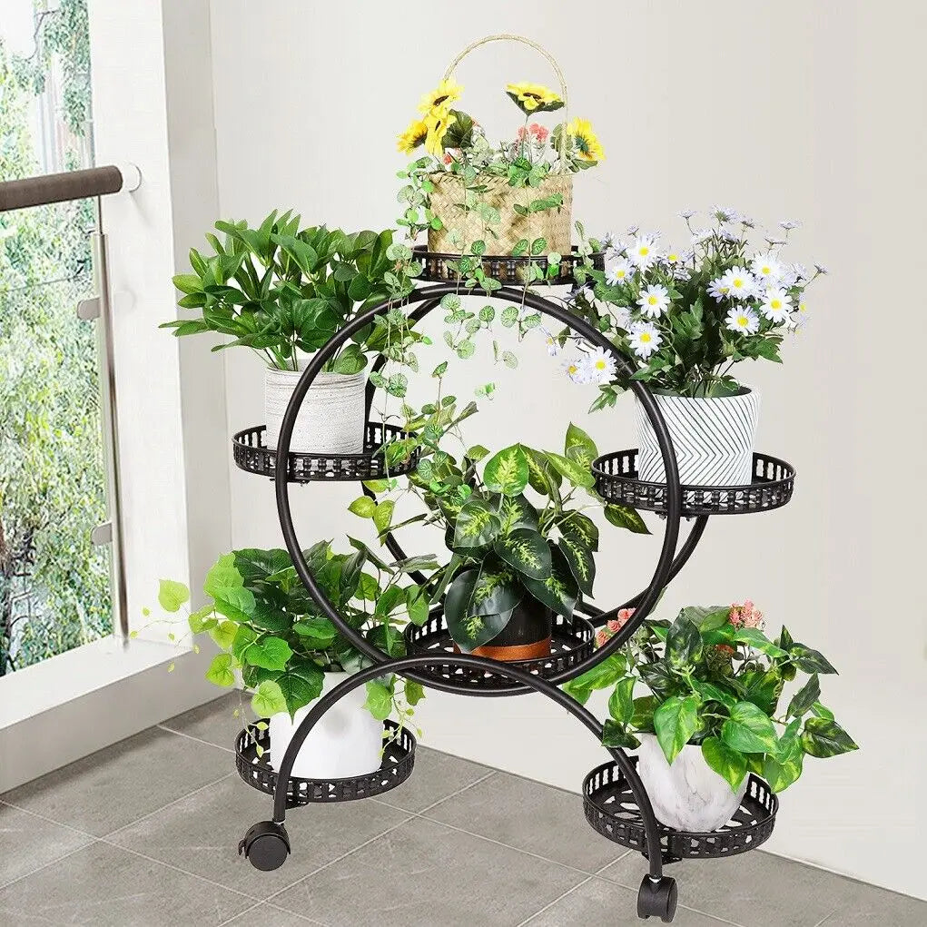 4-Tier Rolling Plant Stand for 6 Pots